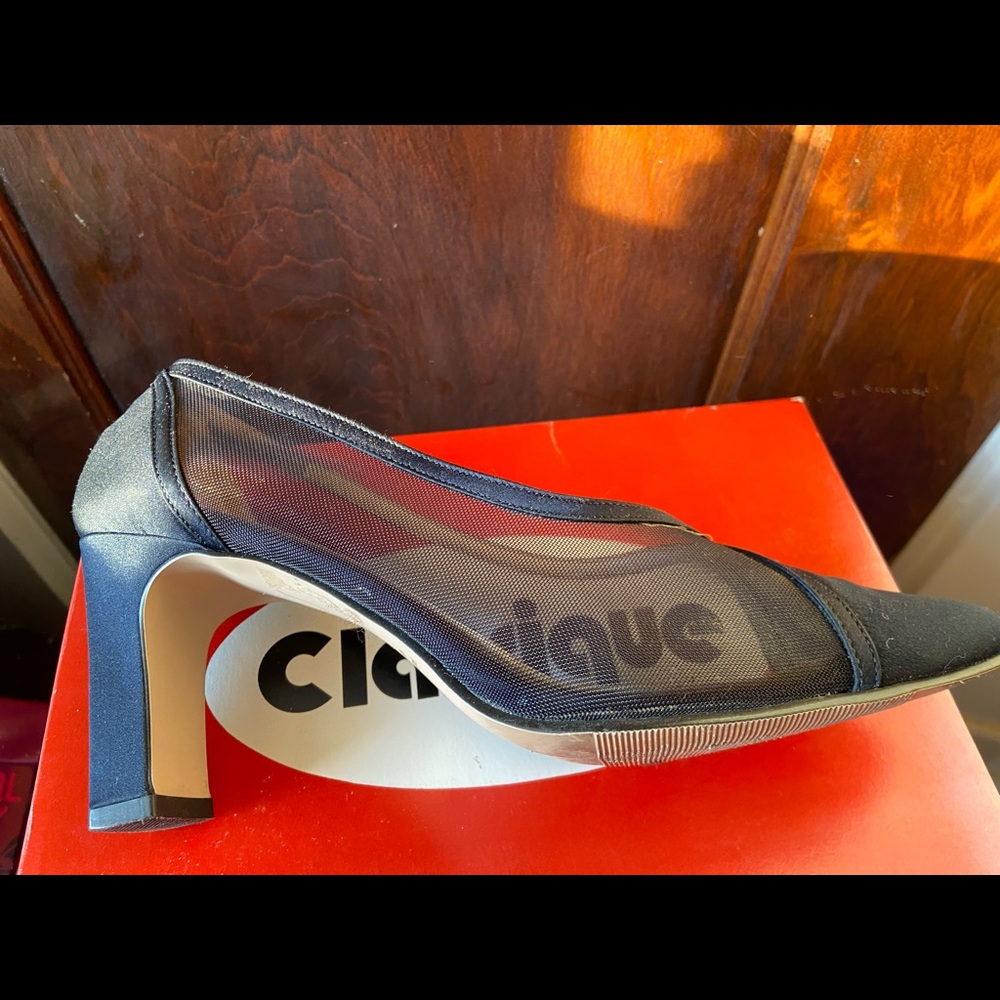 Navy Blue Mesh Heels